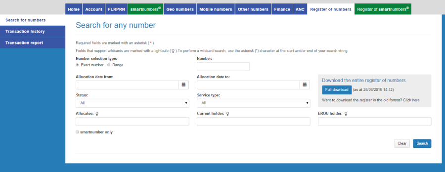 Search for any number page