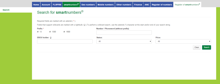 Search for smartnumbers page