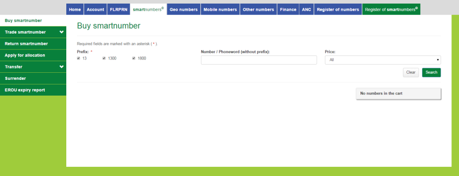 Buy smartnumber page