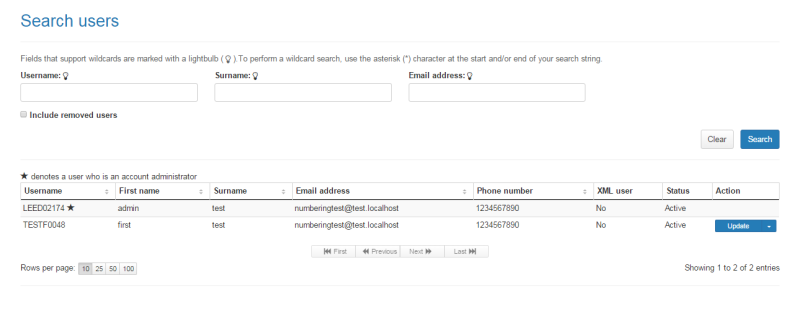 CSP users search results