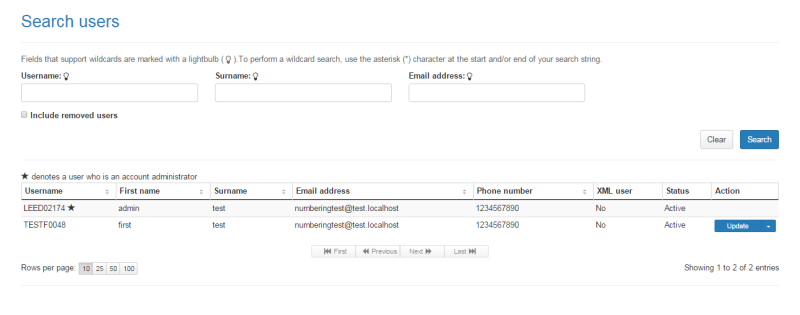 CSP users search results