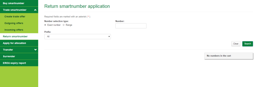 Return smartnumber application page