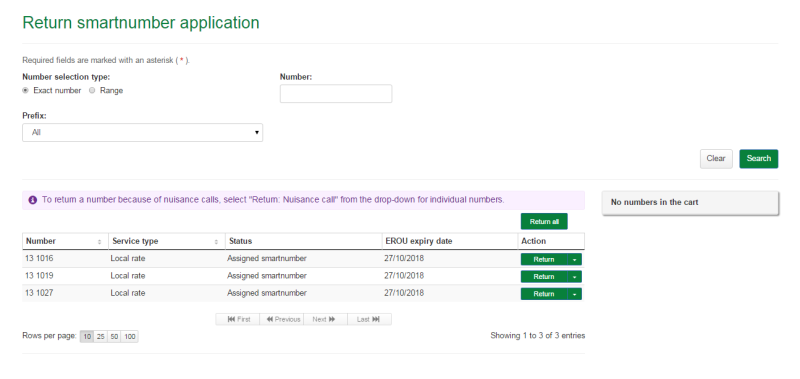 Return search results