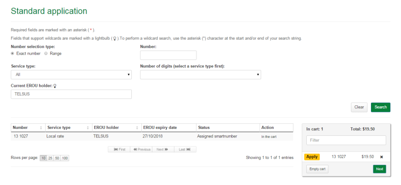Standard application cart