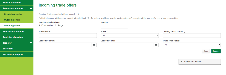 Incoming trade offers page
