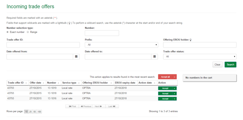 Incoming trade offers search results