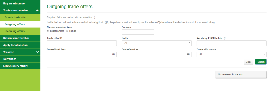 Outgoing trade offers page