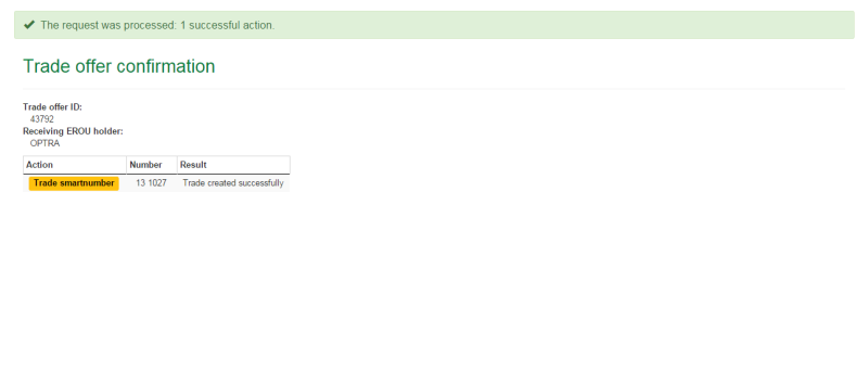 Trade offer confirmation page
