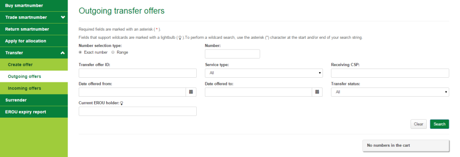 Outgoing transfer offers