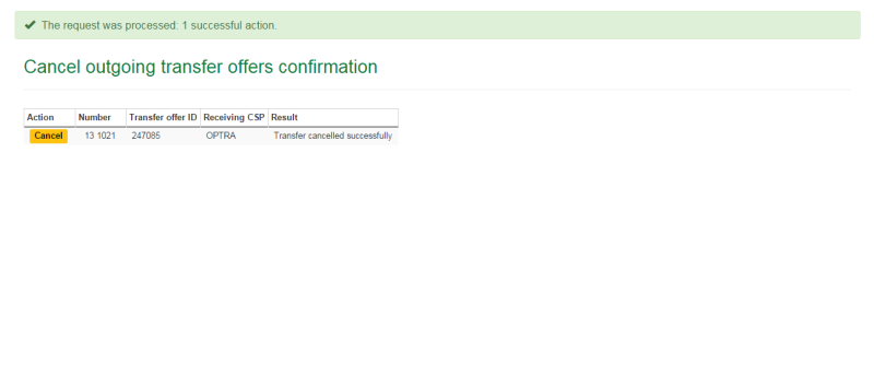 Cancel outgoing transfer offers confirmation
