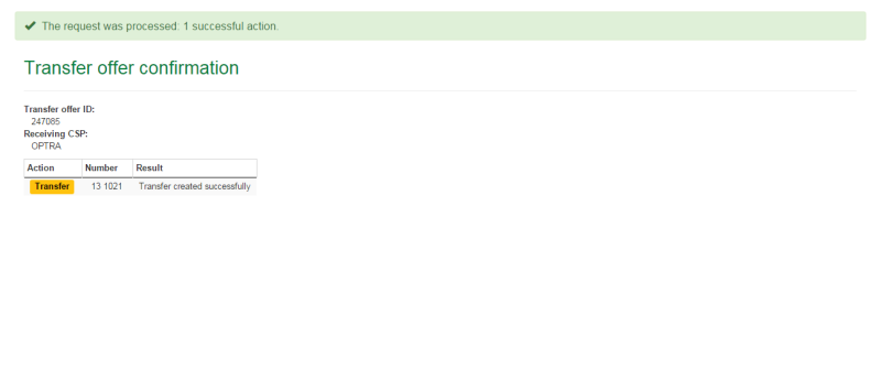 Transfer offer confirmation page