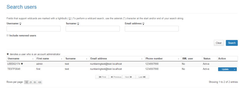 CSP users search results