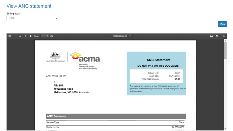 Statement viewer window